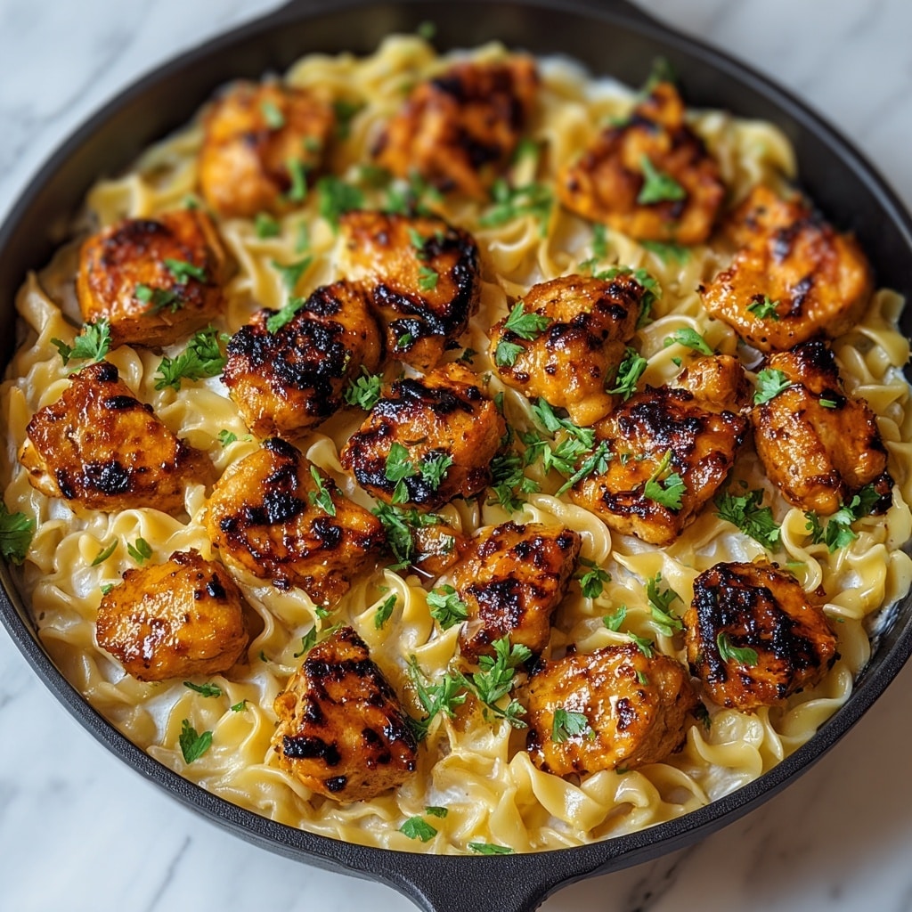Garlic Butter Chicken Bites with Savory Creamy Parmesan Pasta Recipe