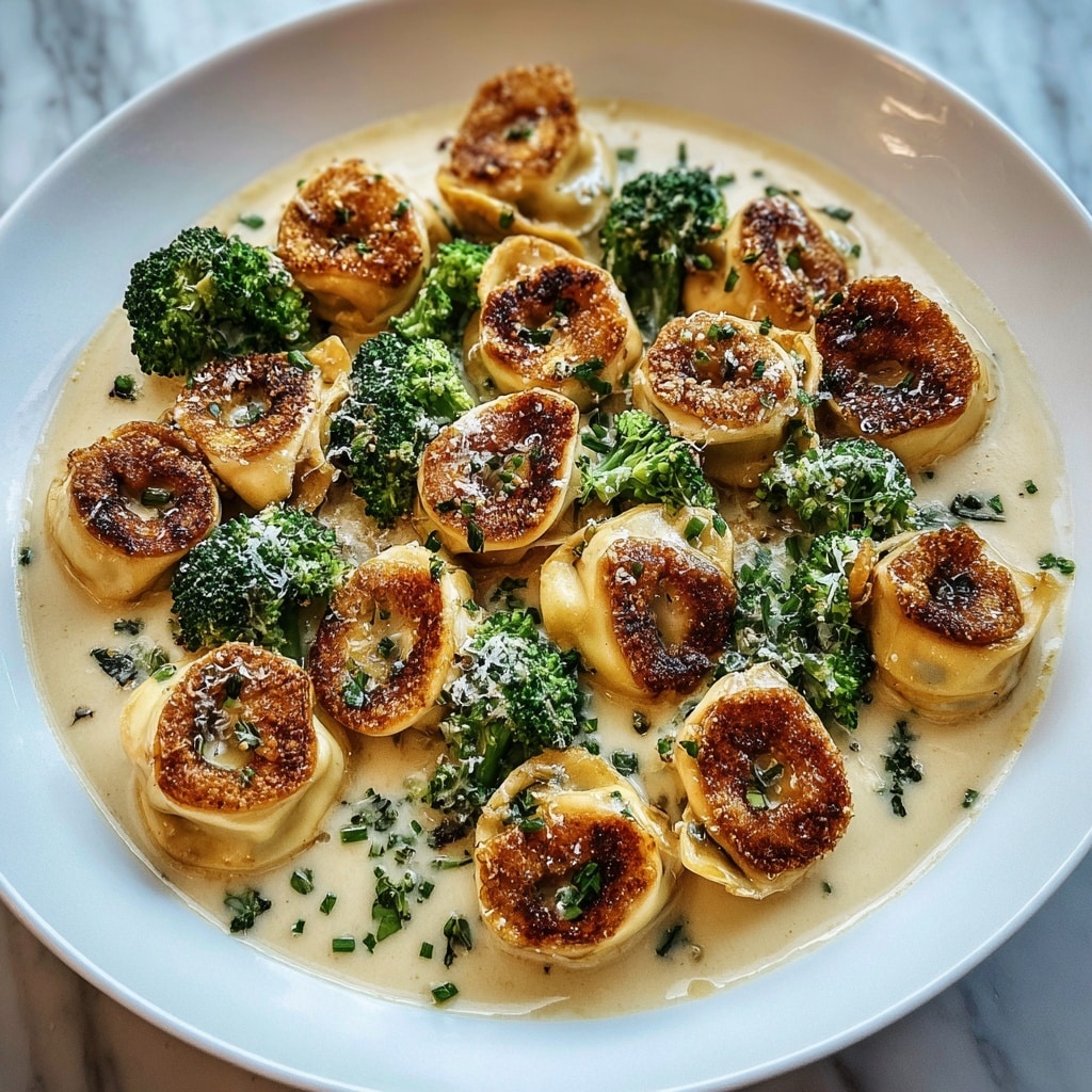 Creamy Garlic Parmesan Tortellini with Chicken & Broccoli Recipe - Recipe Image