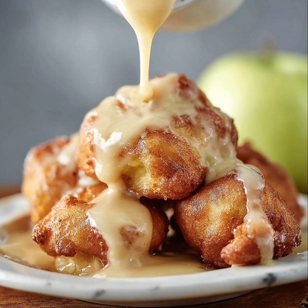 Soft Cinnamon Apple Fritters with Vanilla Glaze Recipe - Recipe Image