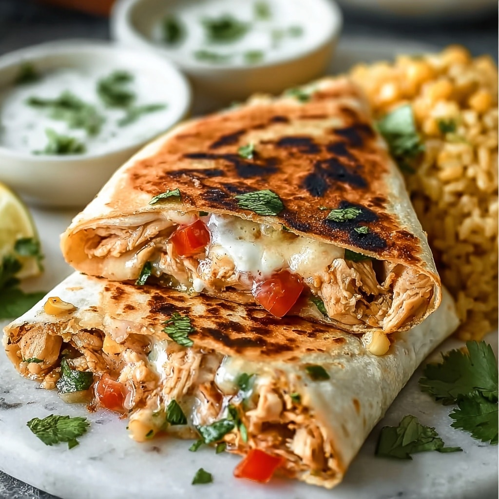 Smothered Green Chile Chicken Burritos Recipe - Recipe Image