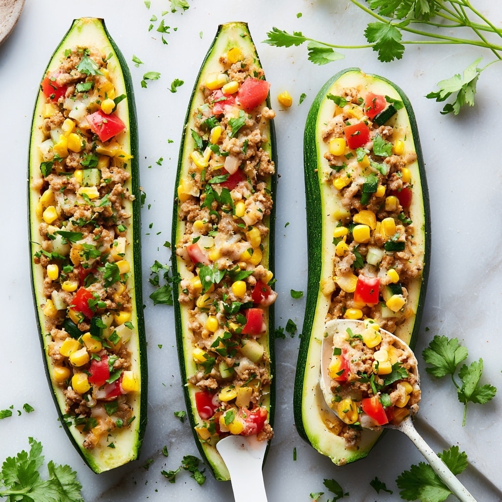 Turkey and Veggie Stuffed Zucchini Boats Recipe - Recipe Image