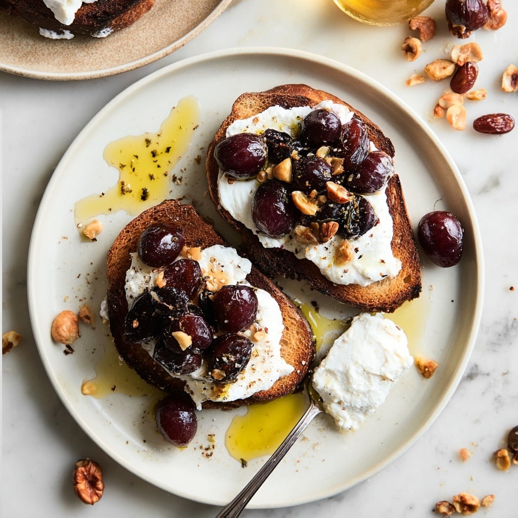 Roasted Grapes on Ricotta Toasts Recipe