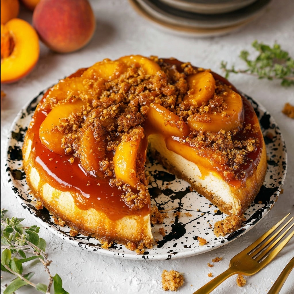 Southern Peach Cobbler Cheesecake Recipe - Recipe Image