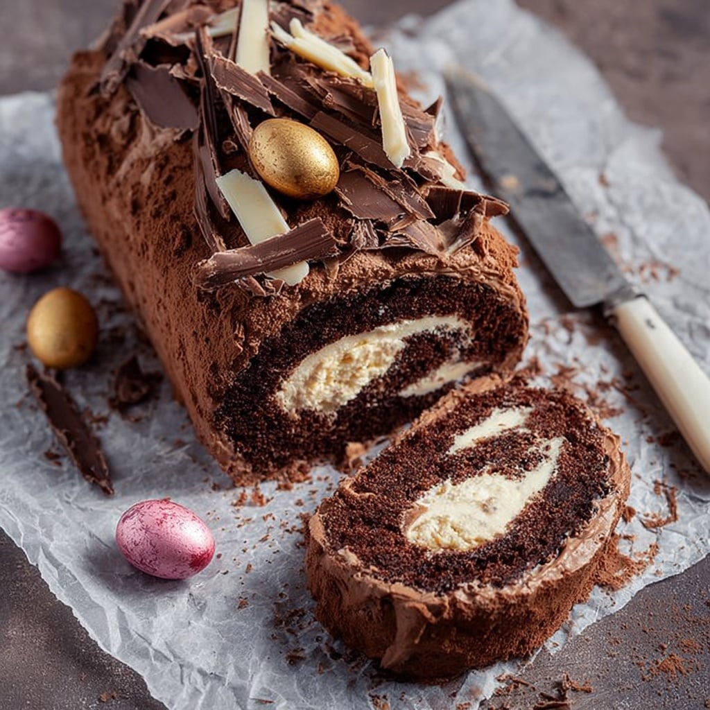 Easter Chocolate Log Cake Recipe - Recipe Image