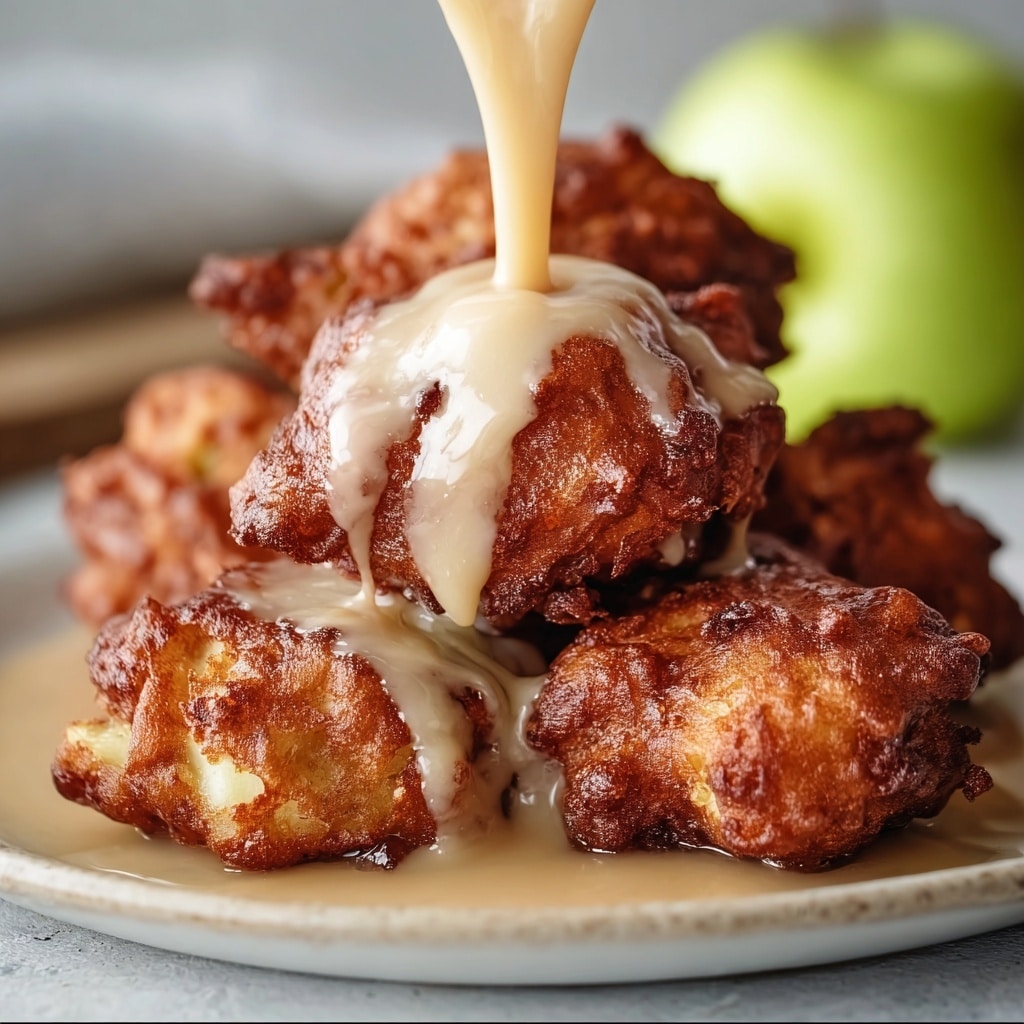 Soft Cinnamon Apple Fritters with Vanilla Glaze Recipe - Recipe Image