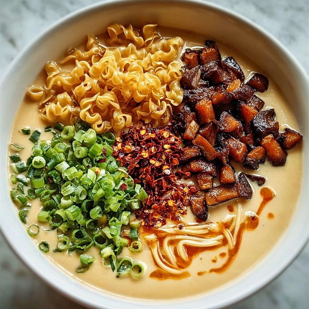 Fiery Chicken Ramen with Creamy Garlic Sauce Recipe - Recipe Image