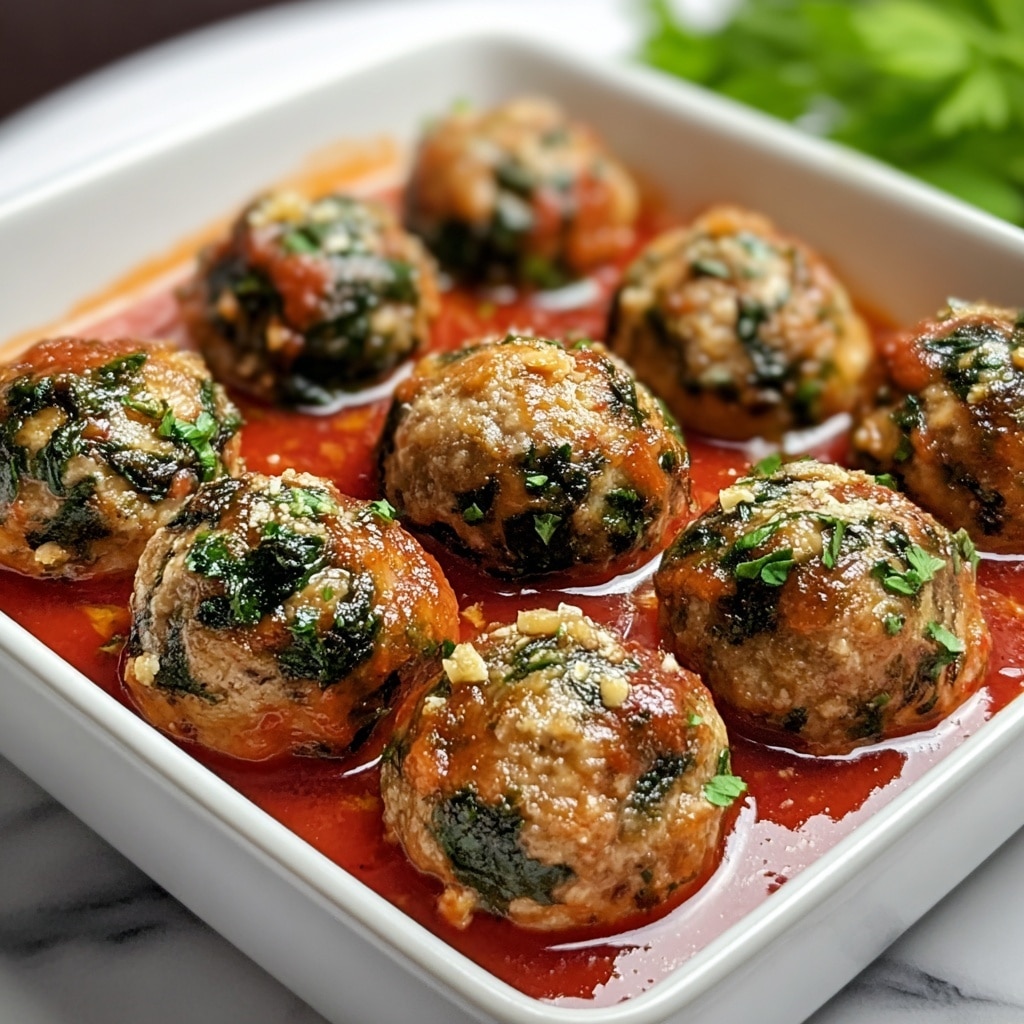 Baked Chicken Ricotta Meatballs with Spinach Recipe - Recipe Image