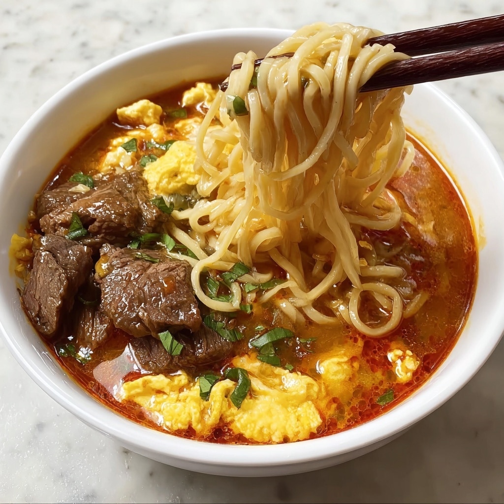 Tomato Egg and Beef Noodle Soup Recipe - Recipe Image