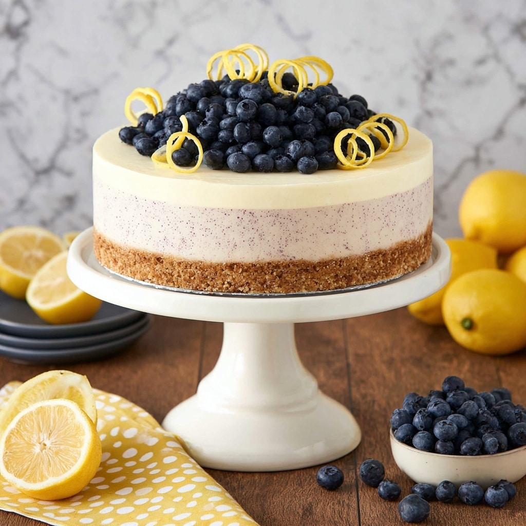 Lemon Blueberry Shortbread Mousse Cake Recipe - Recipe Image