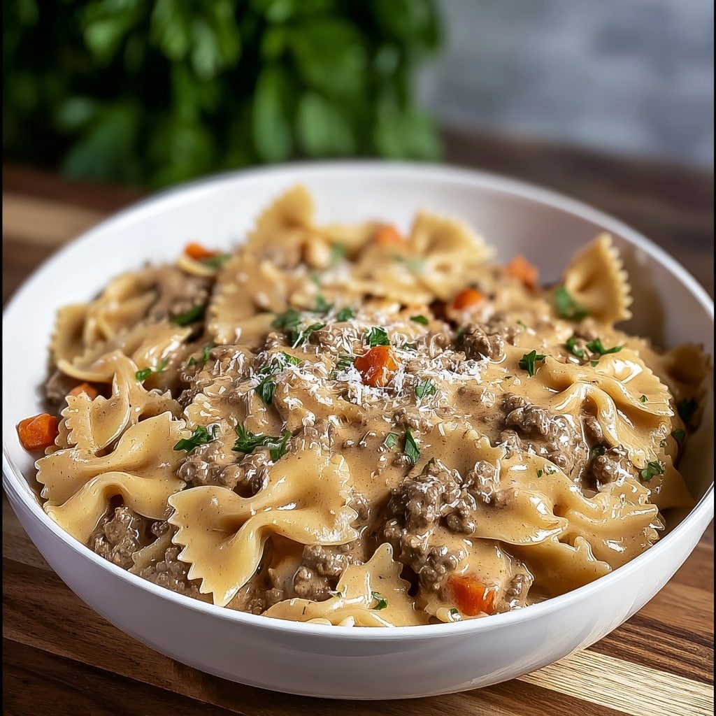 Creamy Beef and Bowtie Pasta Recipe