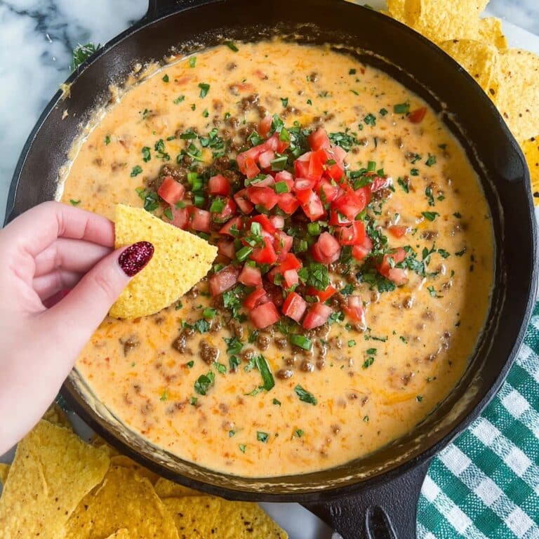 Rotel Dip with Ground Beef, Velveeta, and Tomatoes Recipe