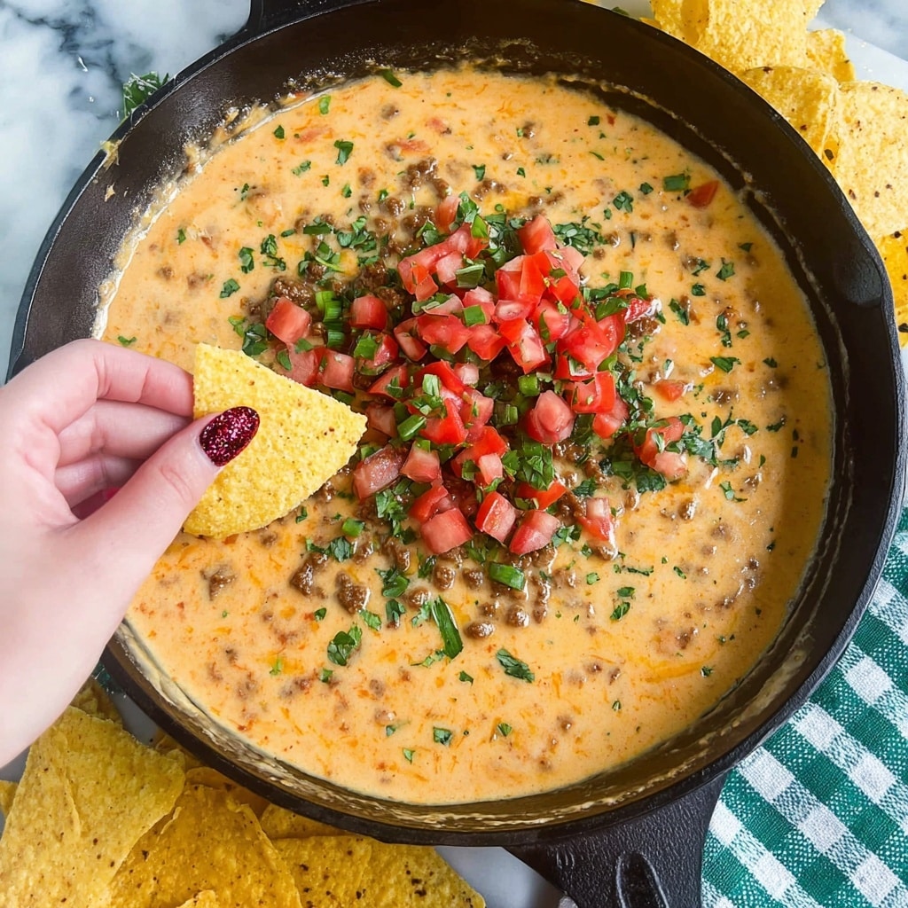 Rotel Dip with Ground Beef, Velveeta, and Tomatoes Recipe