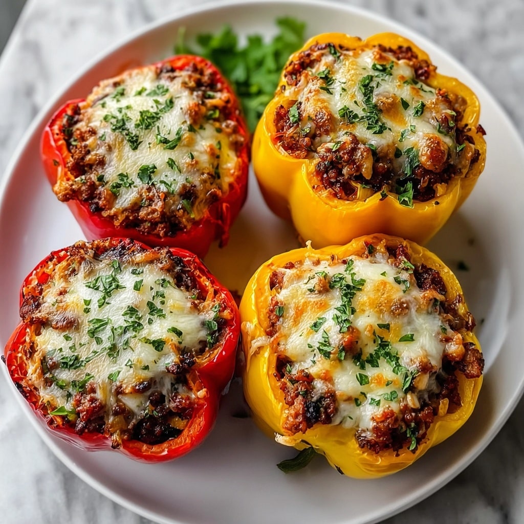 Stuffed Bell Peppers with Ground Beef and Mozzarella Recipe