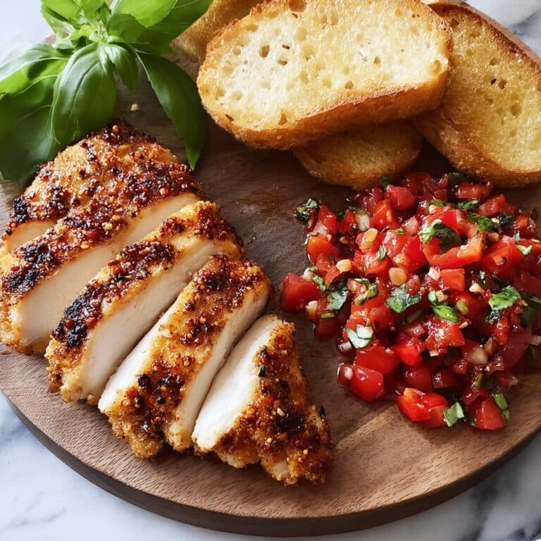 Crispy Garlic Chicken with Bruschetta over Spaghetti in 30 Minutes Recipe