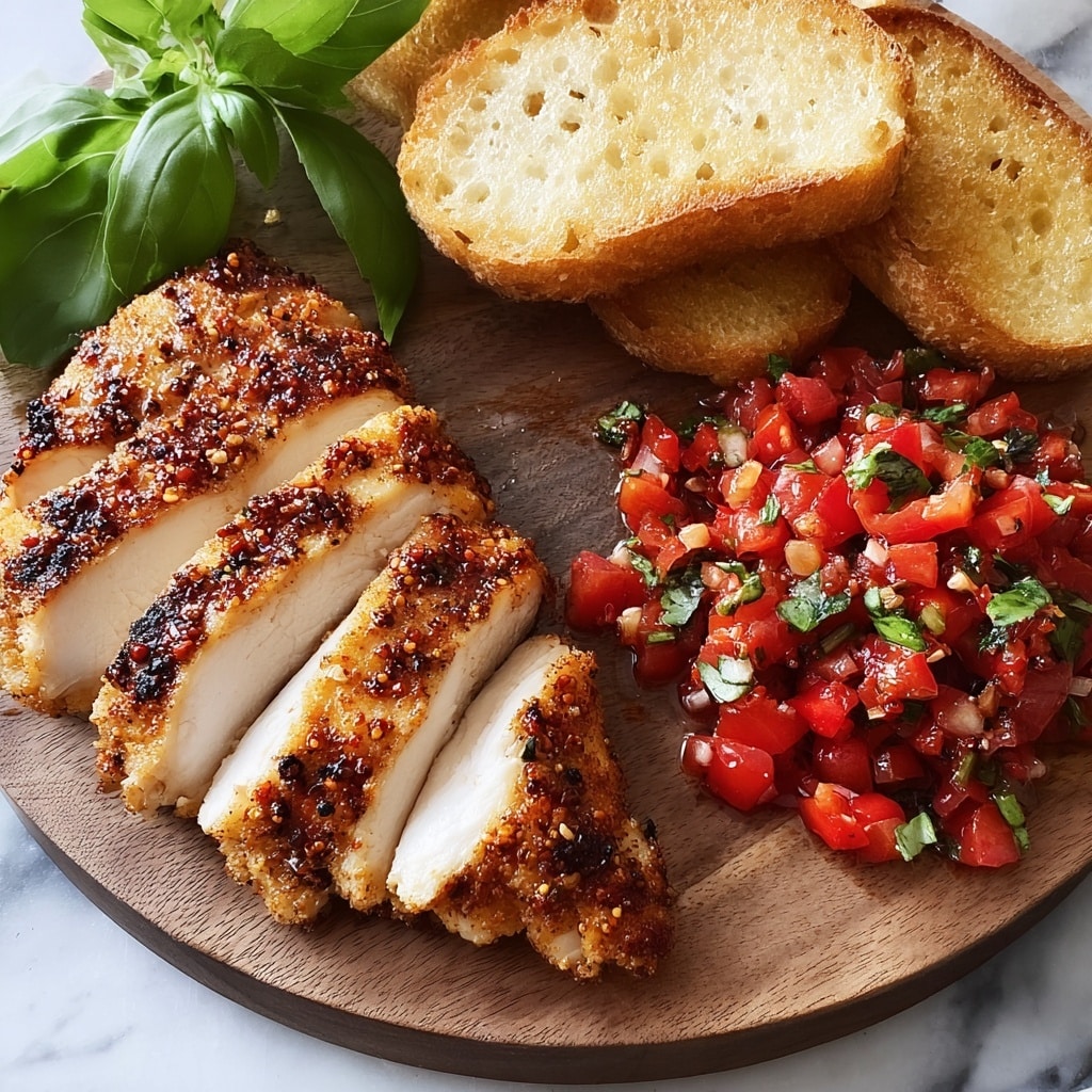 Crispy Garlic Chicken with Bruschetta over Spaghetti in 30 Minutes Recipe