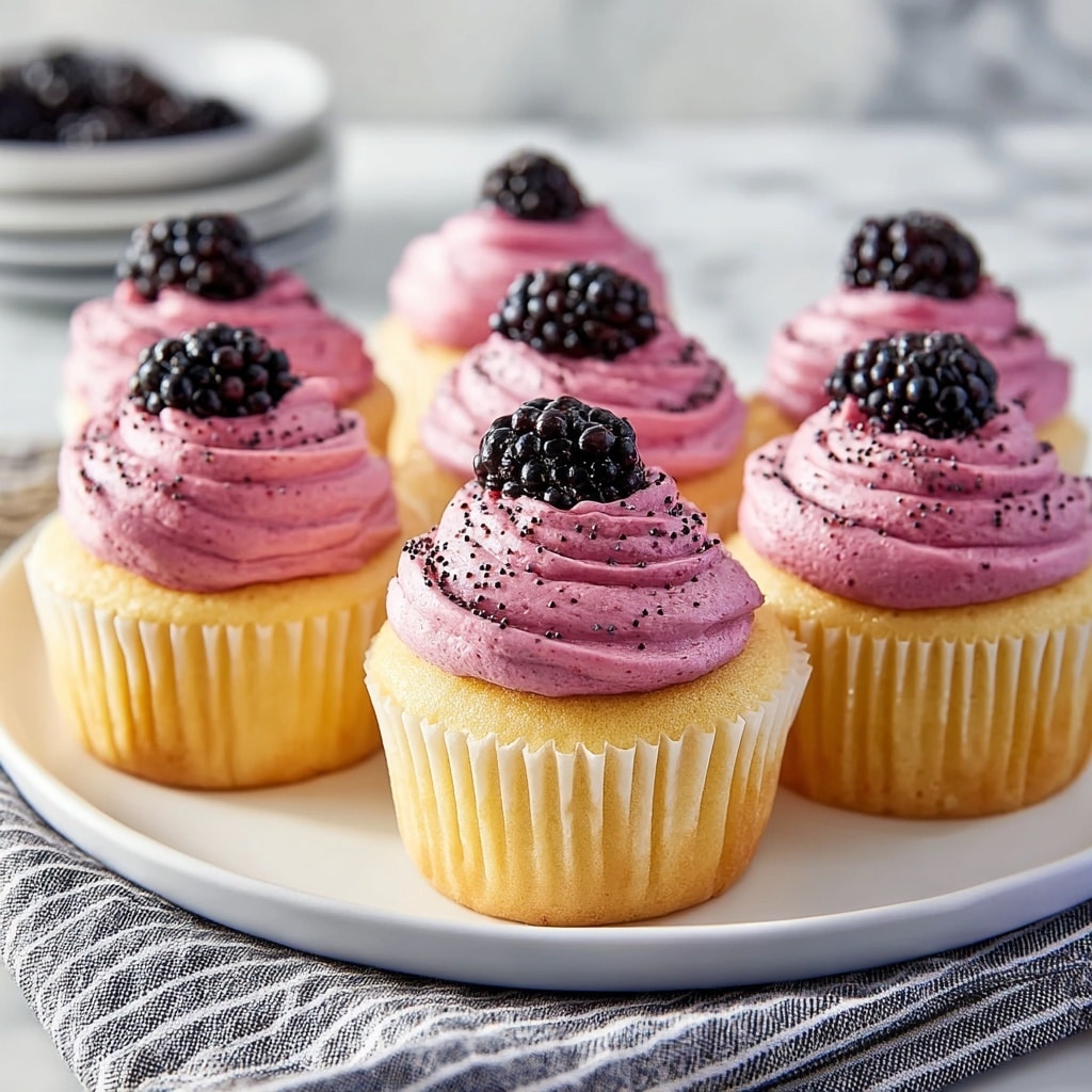 Lemon Poppy Seed Cupcakes with Blackberry Frosting Recipe