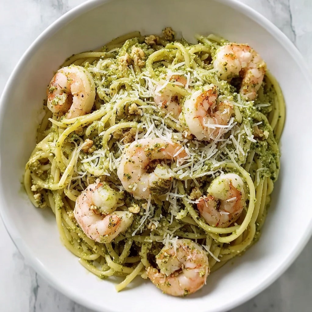 Easy & Creamy Pistachio Pesto Pasta with Shrimp Recipe - Recipe Image