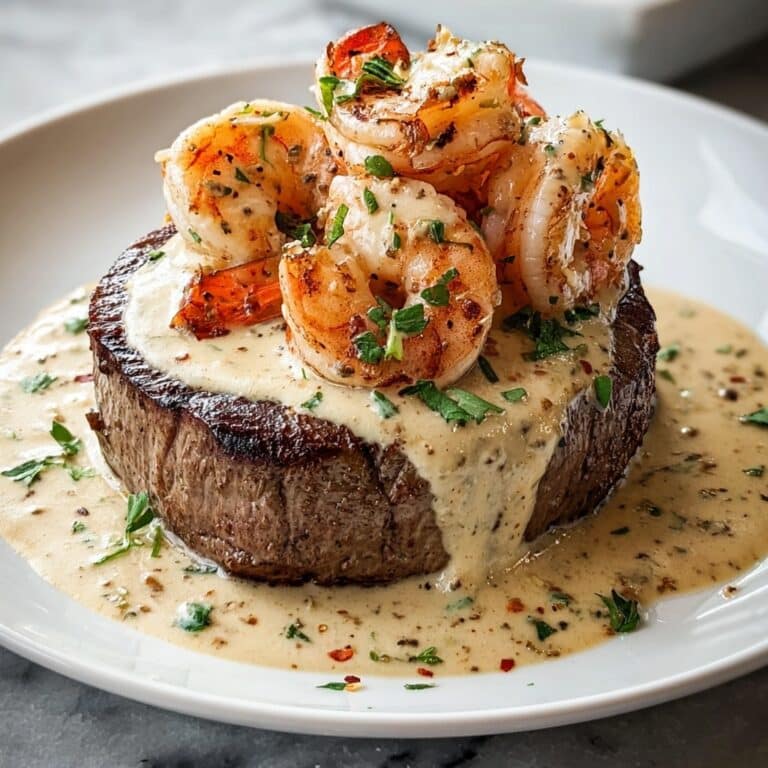 Decadent Filet Mignon with Shrimp and Lobster Cream Sauce Recipe