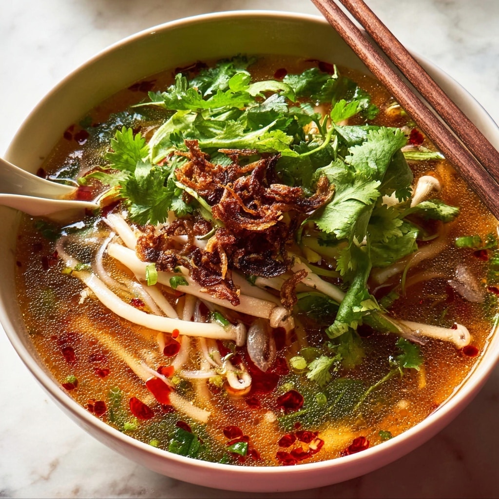 Quick Chinese Vegetable Soup with Enoki Mushrooms and Crispy Shallots Recipe
