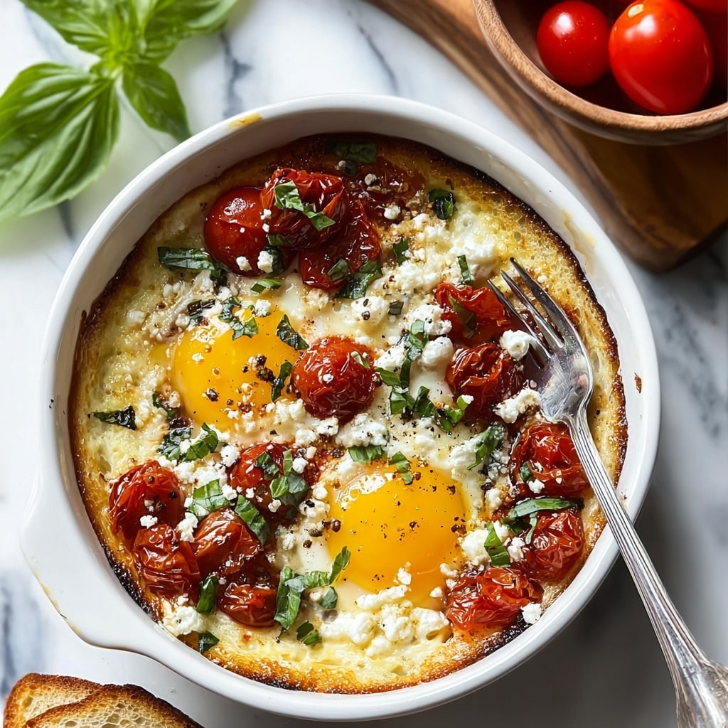 Baked Feta Eggs with Cherry Tomatoes and Spinach Recipe - Recipe Image