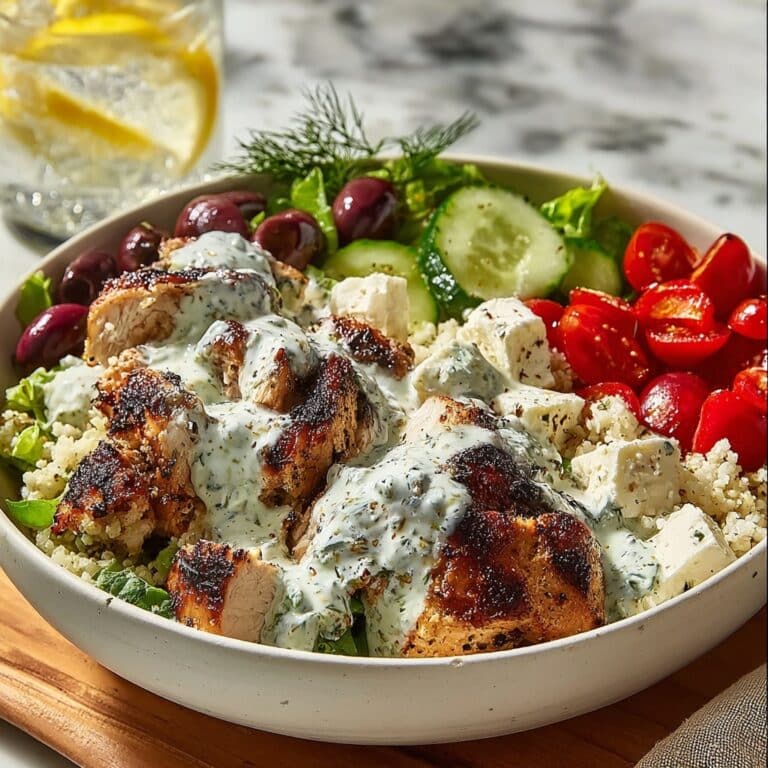 Greek Chicken Bowls with Creamy Tahini Feta Sauce Recipe