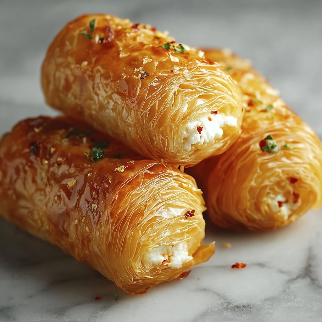 Oven Fried Feta Rolls with Chili Honey Recipe - Recipe Image