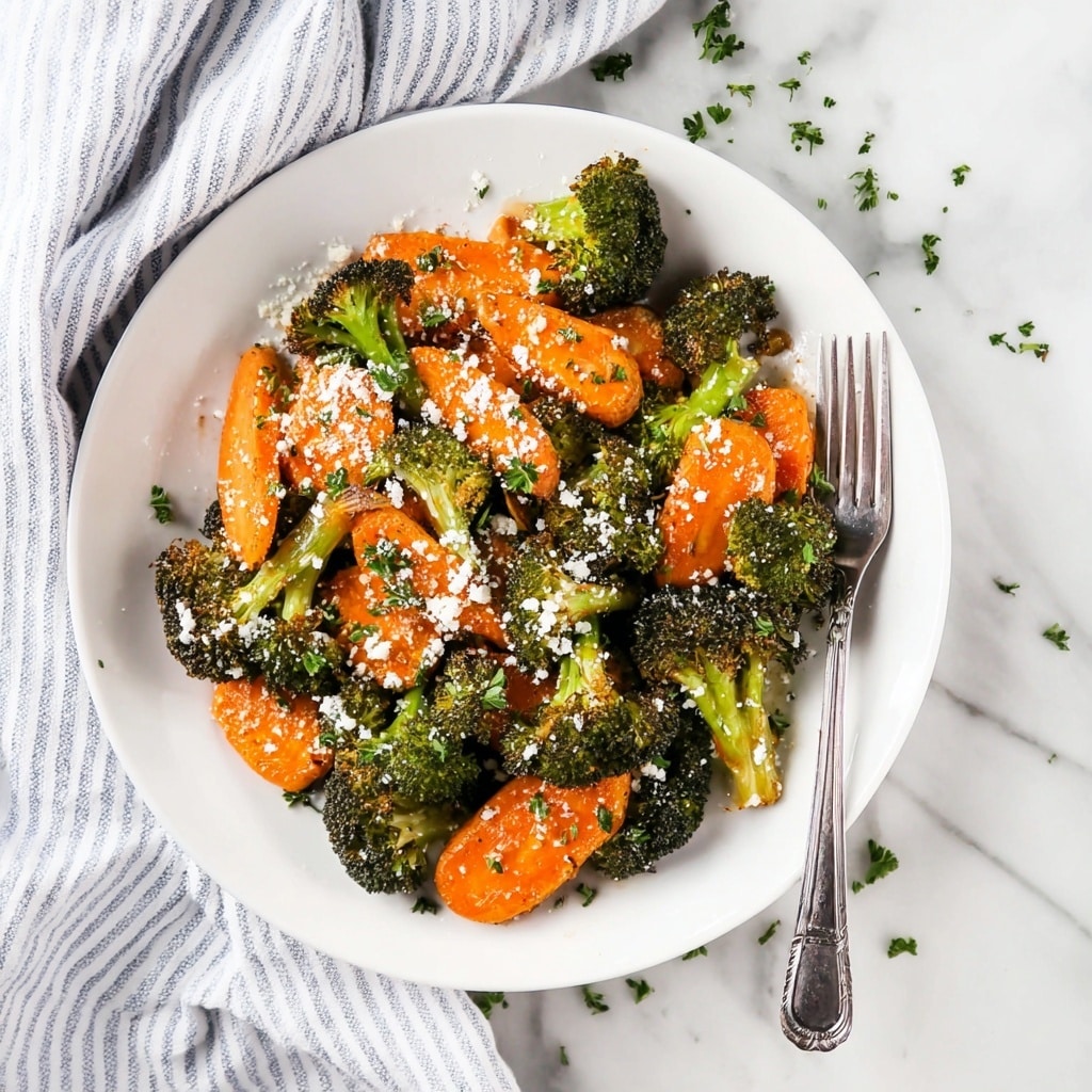 Roasted Broccoli and Carrots with Italian Seasoning and Parmesan Recipe - Recipe Image