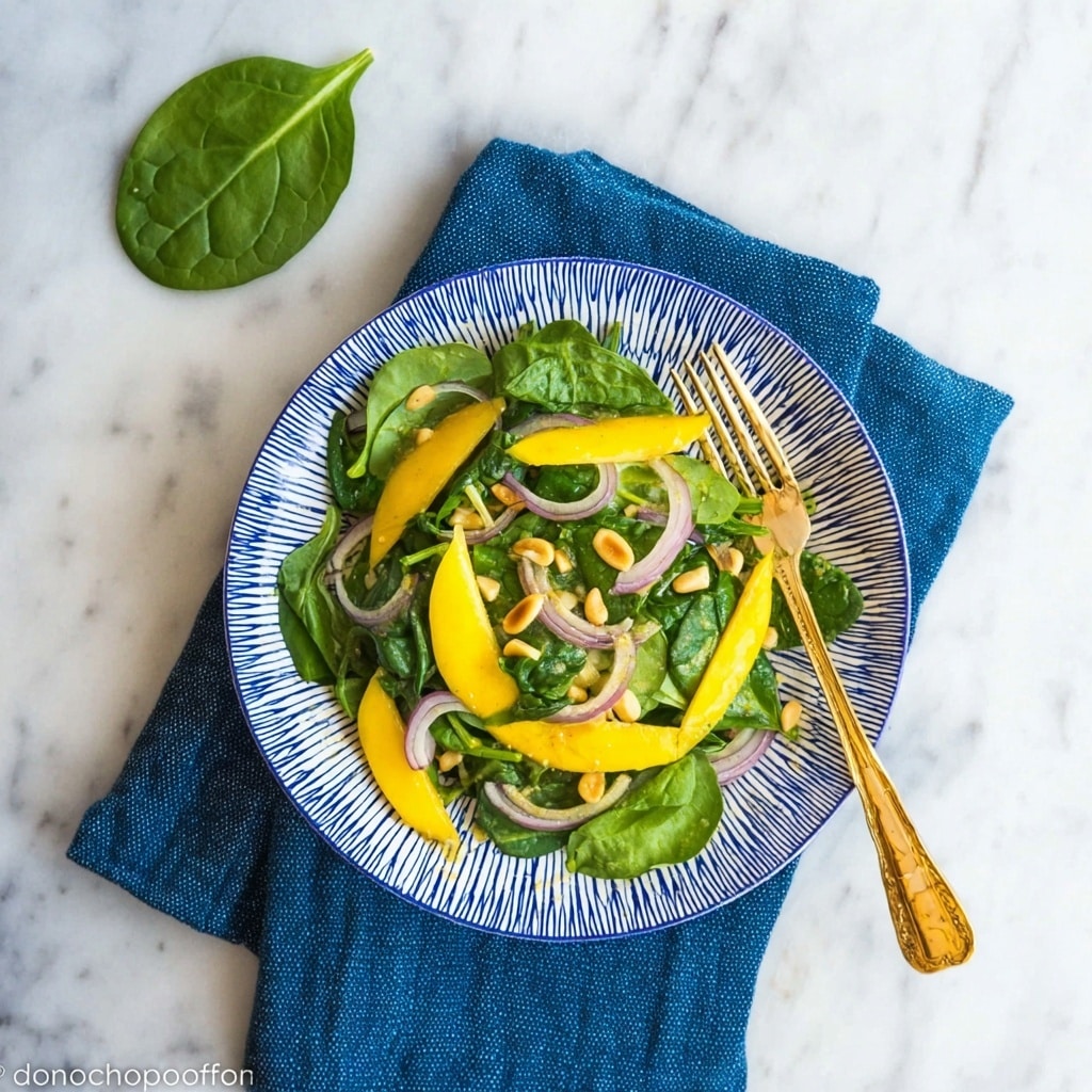 Spinach Salad with Mangoes and Toasted Sesame Seeds Recipe - Recipe Image