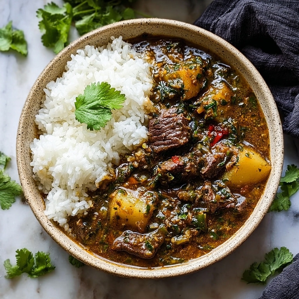 Persian Inspired Herb and Beef Stew with Rice Recipe - Recipe Image