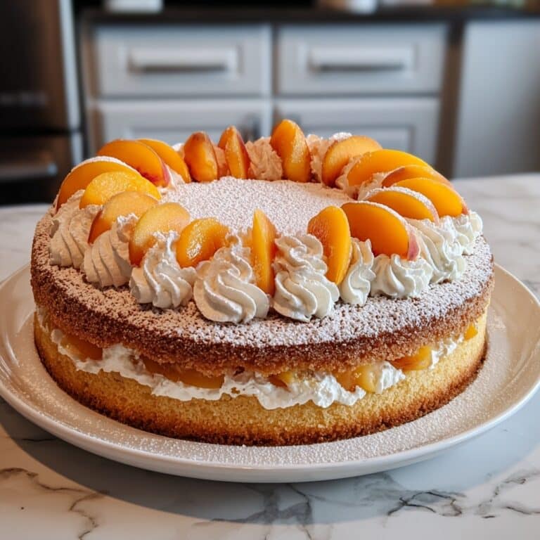 Peach Cake with Creamy Vanilla Glaze Recipe