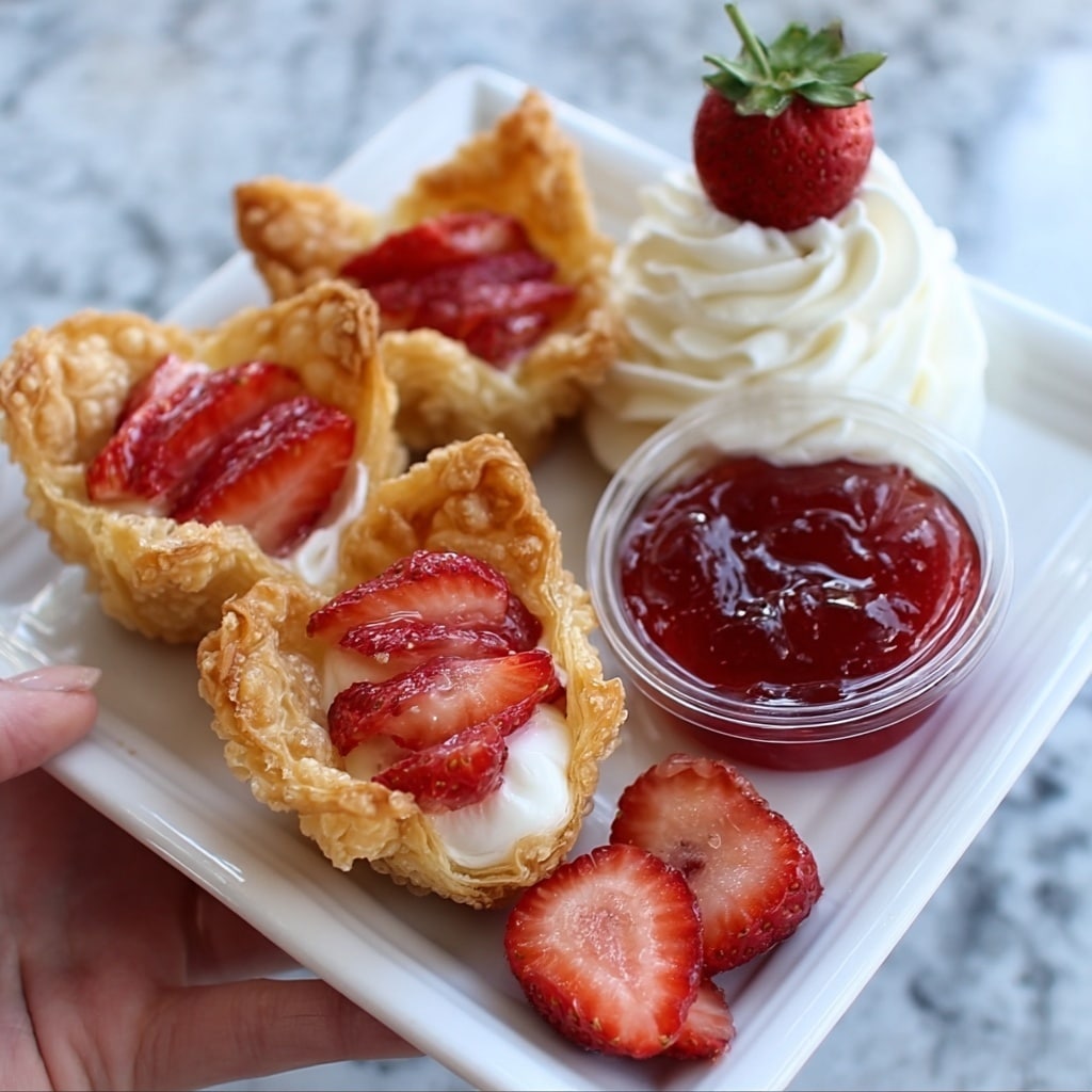 Deep Fried Strawberry Cheesecake Wonton Bites Recipe - Recipe Image