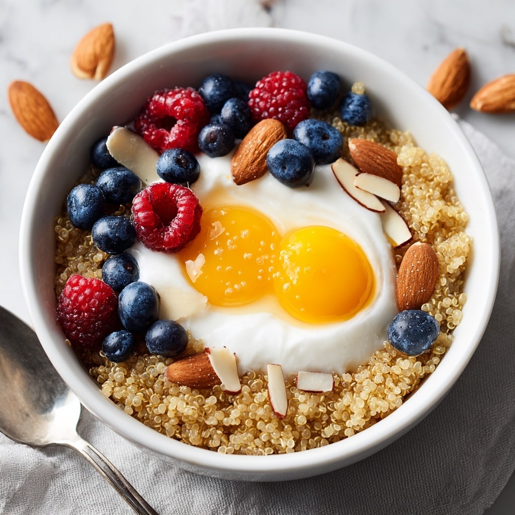 Quinoa Breakfast Bowl with Almonds and Honey Recipe - Recipe Image