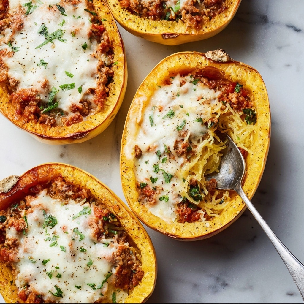 Cheesy Sausage-Stuffed Spaghetti Squash Recipe - Recipe Image