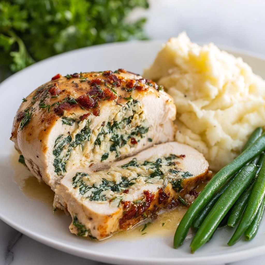 Stuffed Chicken Breast with Spinach, Sun-Dried Tomatoes, and Cream Cheese Recipe - Recipe Image
