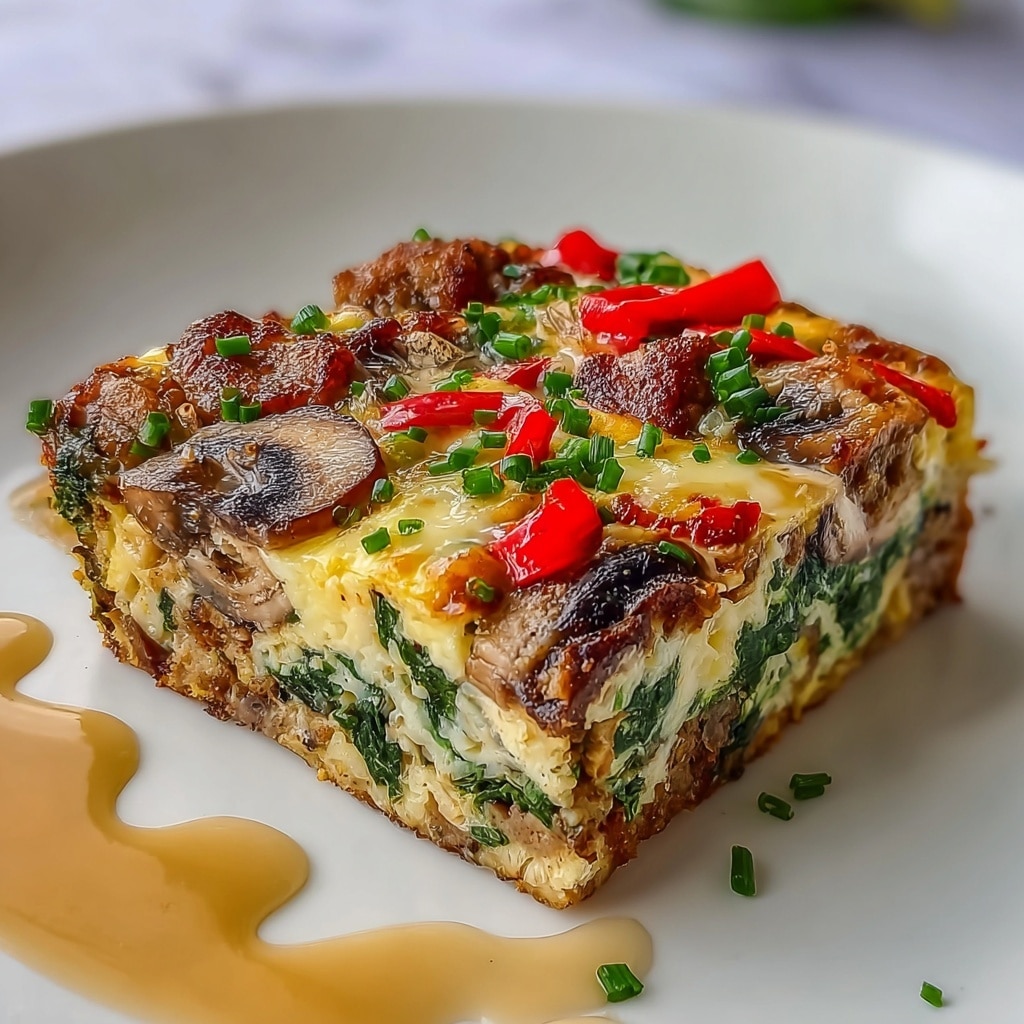 Hearty Sausage Spinach Mushroom Egg Bake - Recipe Image