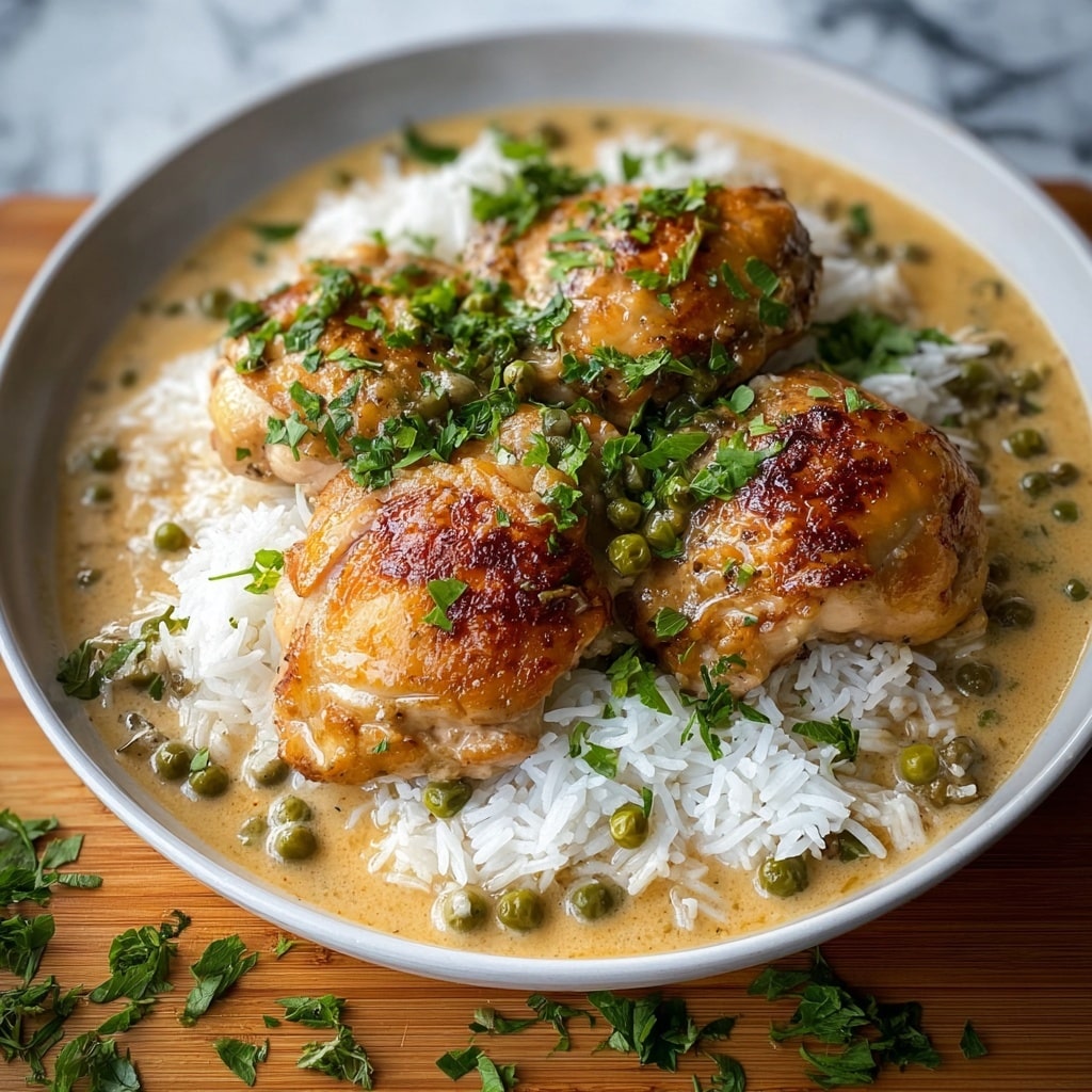 Quick & Easy Creamy Smothered Chicken & Rice Dinner Recipe - Recipe Image