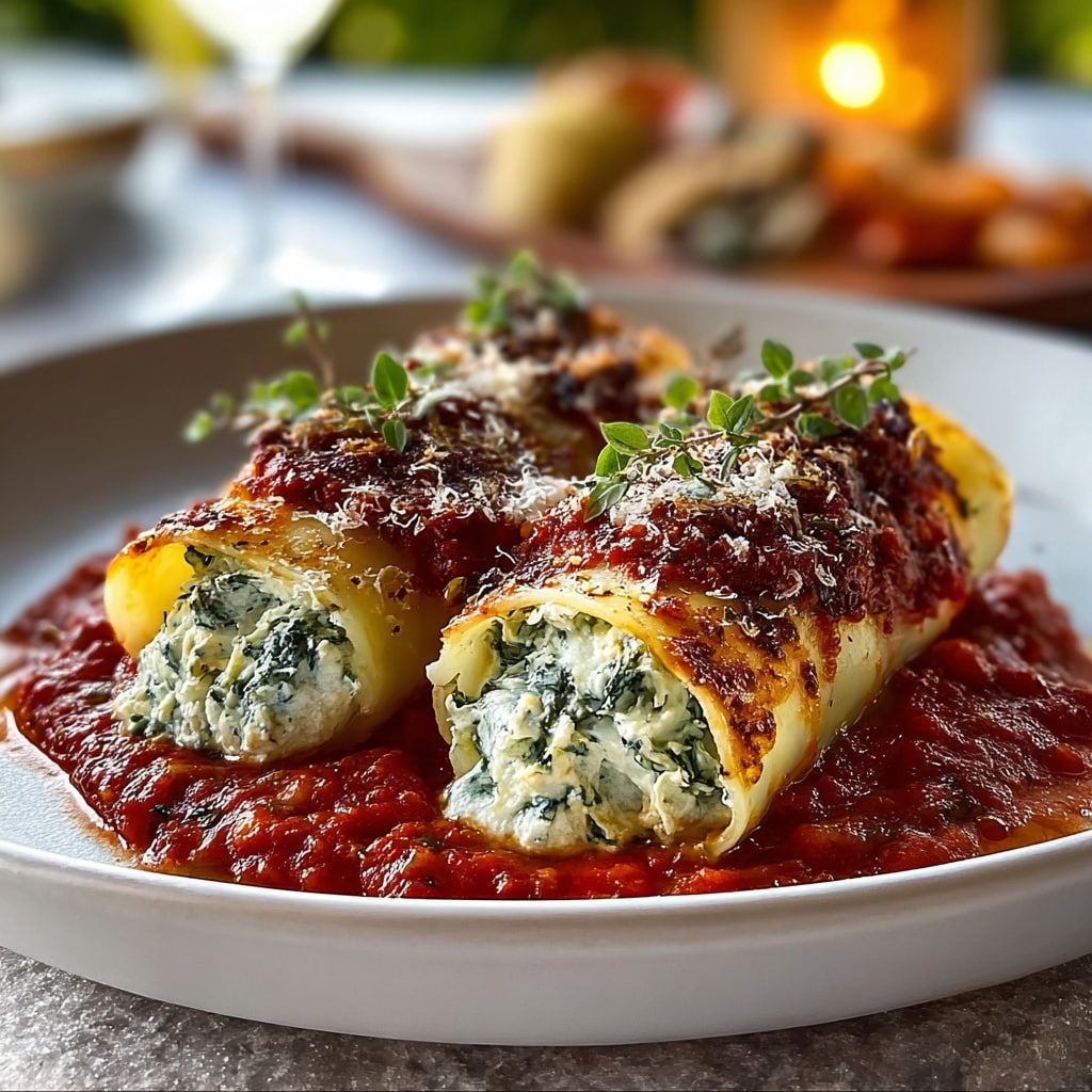 Spinach and Ricotta Stuffed Manicotti Recipe - Recipe Image