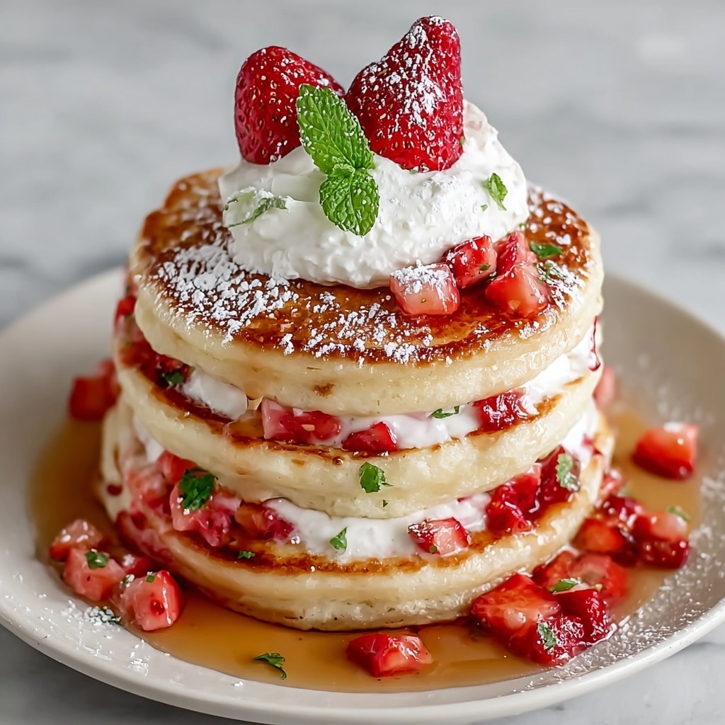 Fluffy Strawberry Cheesecake Pancakes Recipe - Recipe Image
