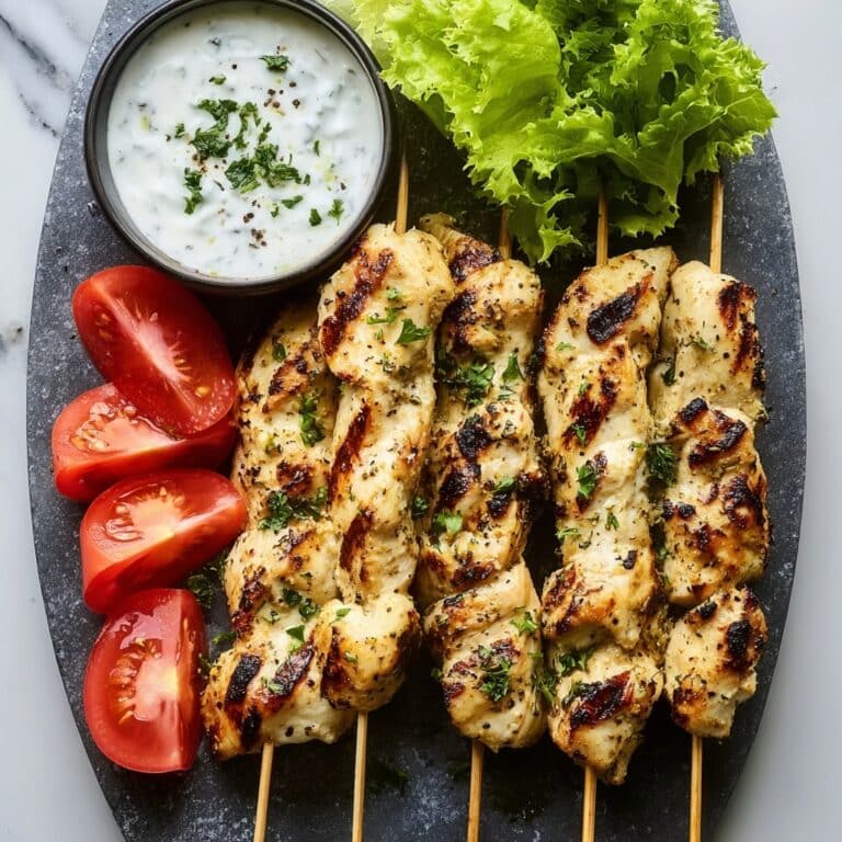 Grilled Chicken Souvlaki with Tzatziki and Fresh Veggies Recipe