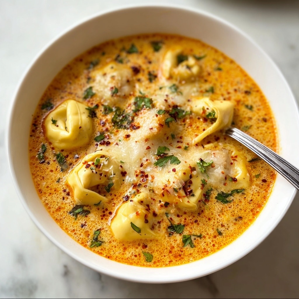 Warm Up with Creamy Cheesy Tomato Tortellini Soup Recipe - Recipe Image