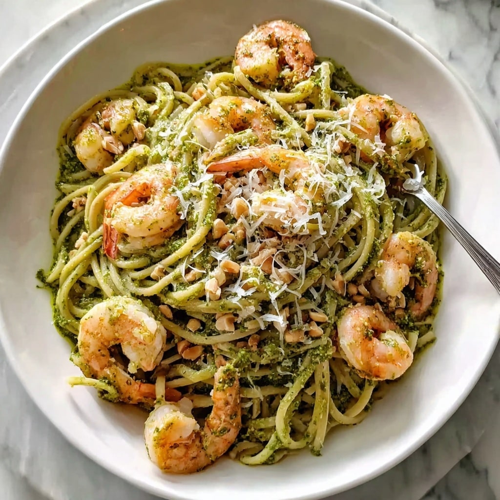 Easy & Creamy Pistachio Pesto Pasta with Shrimp Recipe