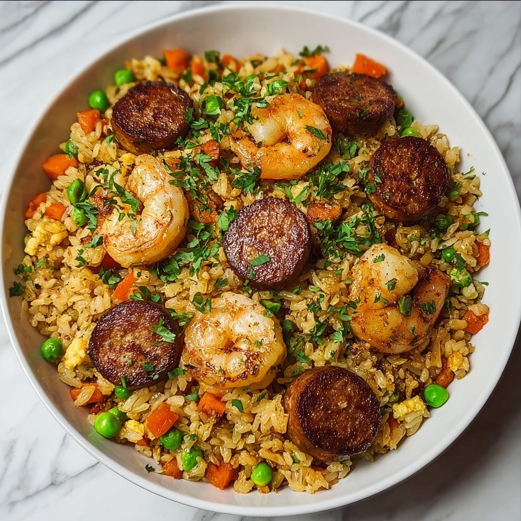 Sausage, Shrimp, and Rice Skillet Recipe - Recipe Image