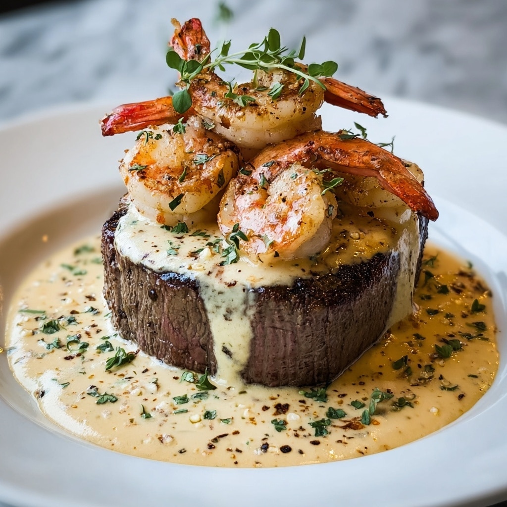 Decadent Filet Mignon with Shrimp and Lobster Cream Sauce Recipe - Recipe Image