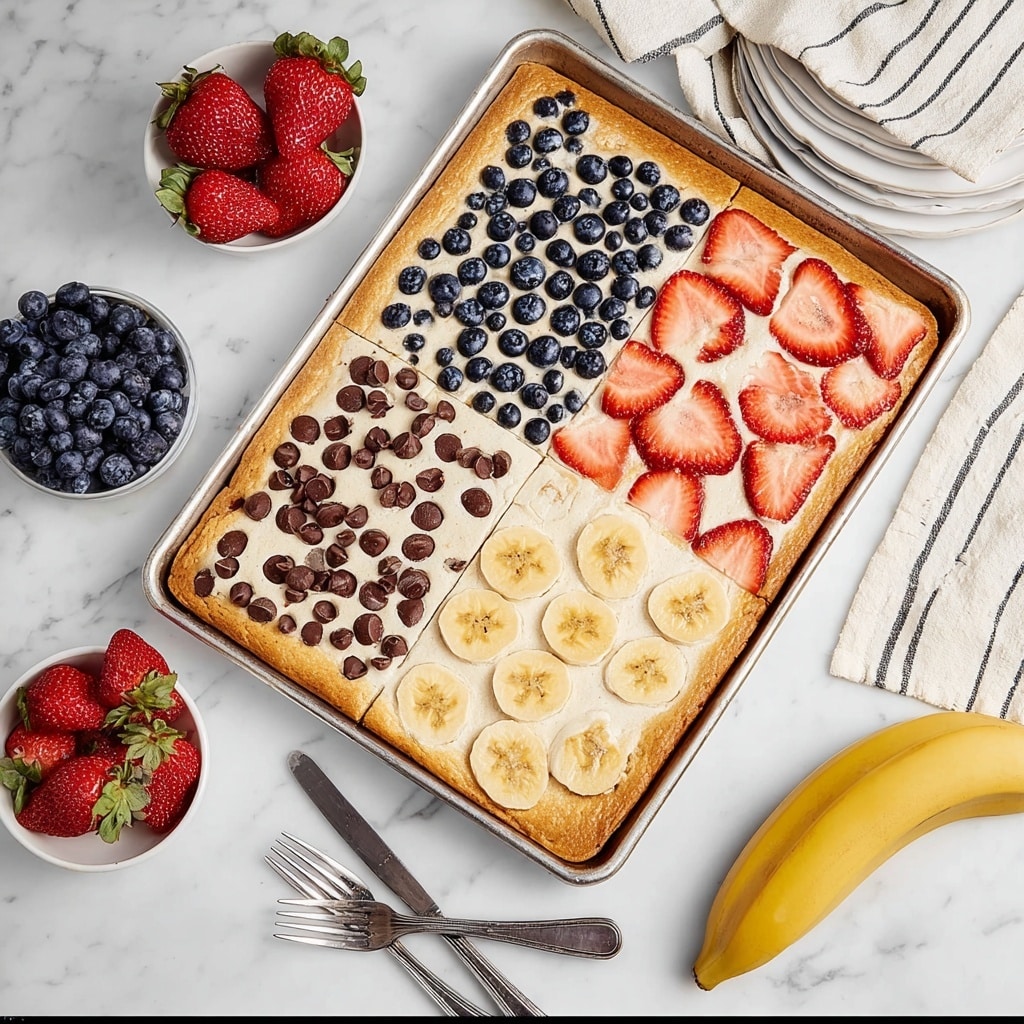 Sheet Pan Pancakes with Fresh Berries, Banana, and Chocolate Chips Recipe - Recipe Image