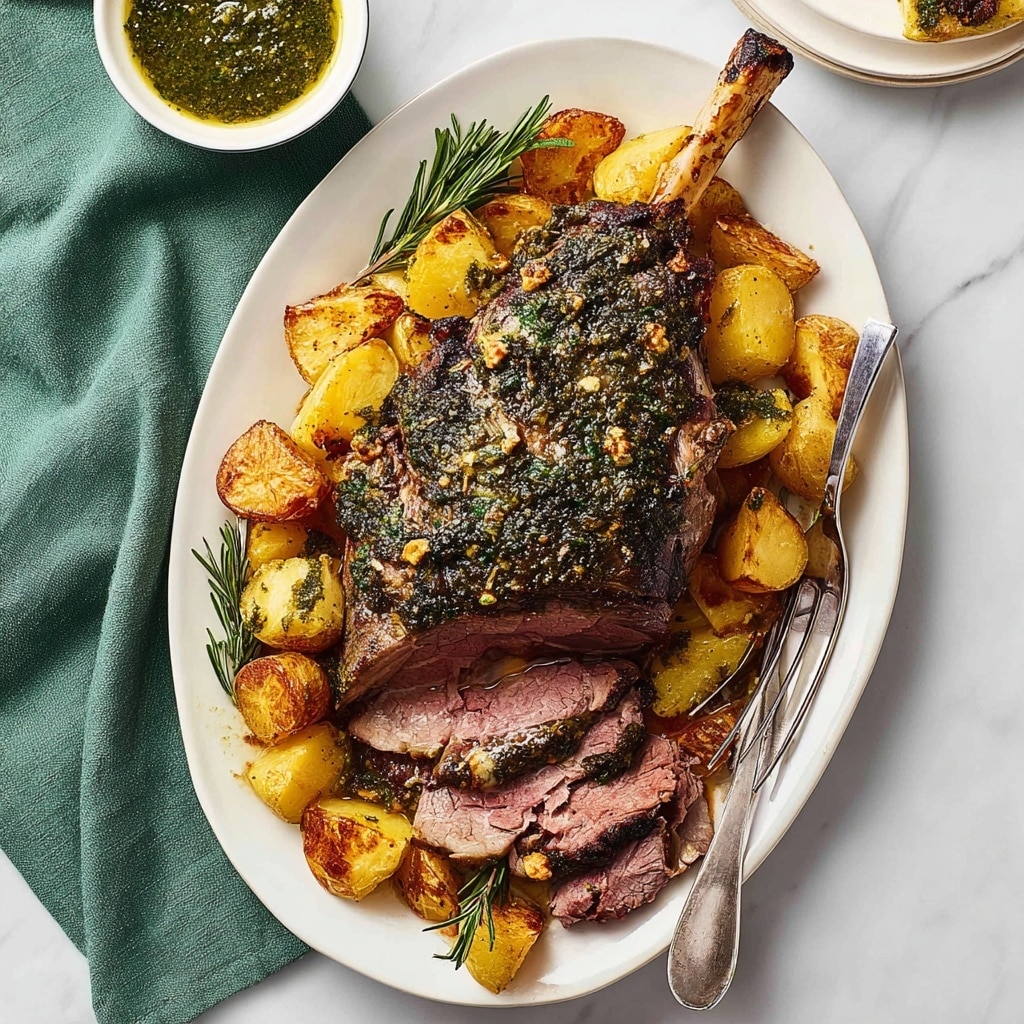 Roast Leg of Lamb with Garlic & Herbs Recipe - Recipe Image