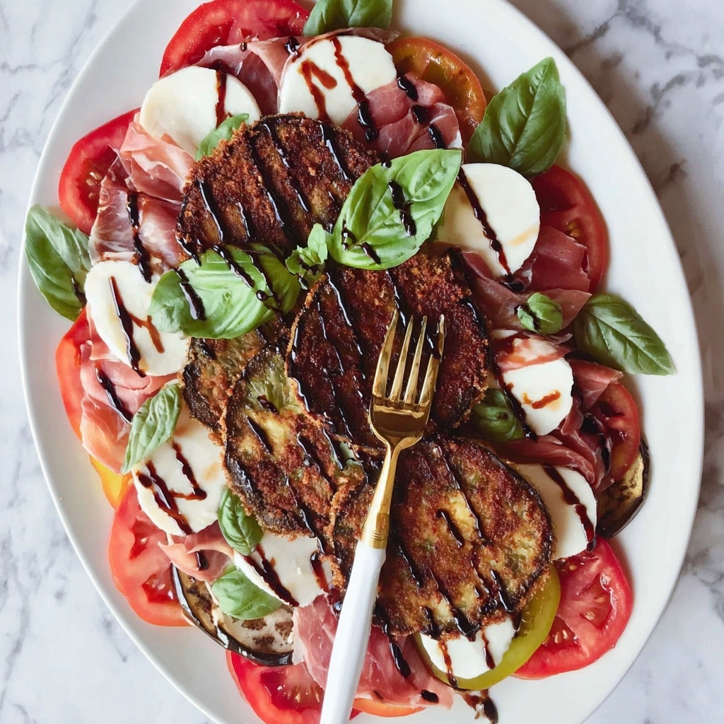 Crispy Eggplant Caprese Salad with Prosciutto Recipe - Recipe Image