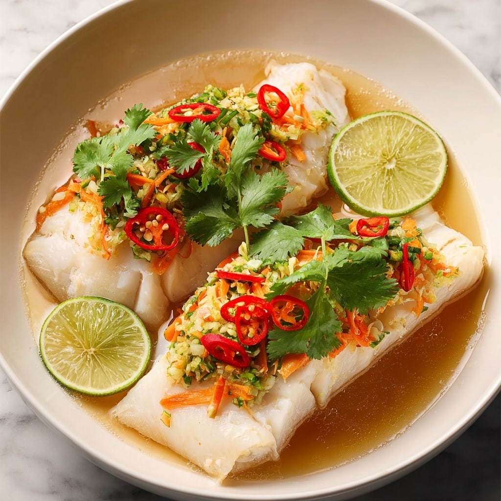 Thai Lime Garlic Steamed Fish Recipe - Recipe Image