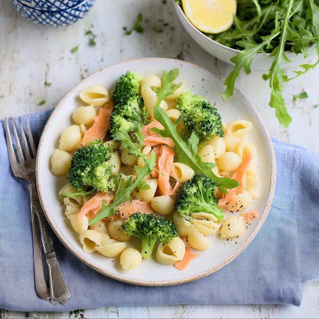 Creamy Pasta with Salmon and Broccoli Recipe - Recipe Image