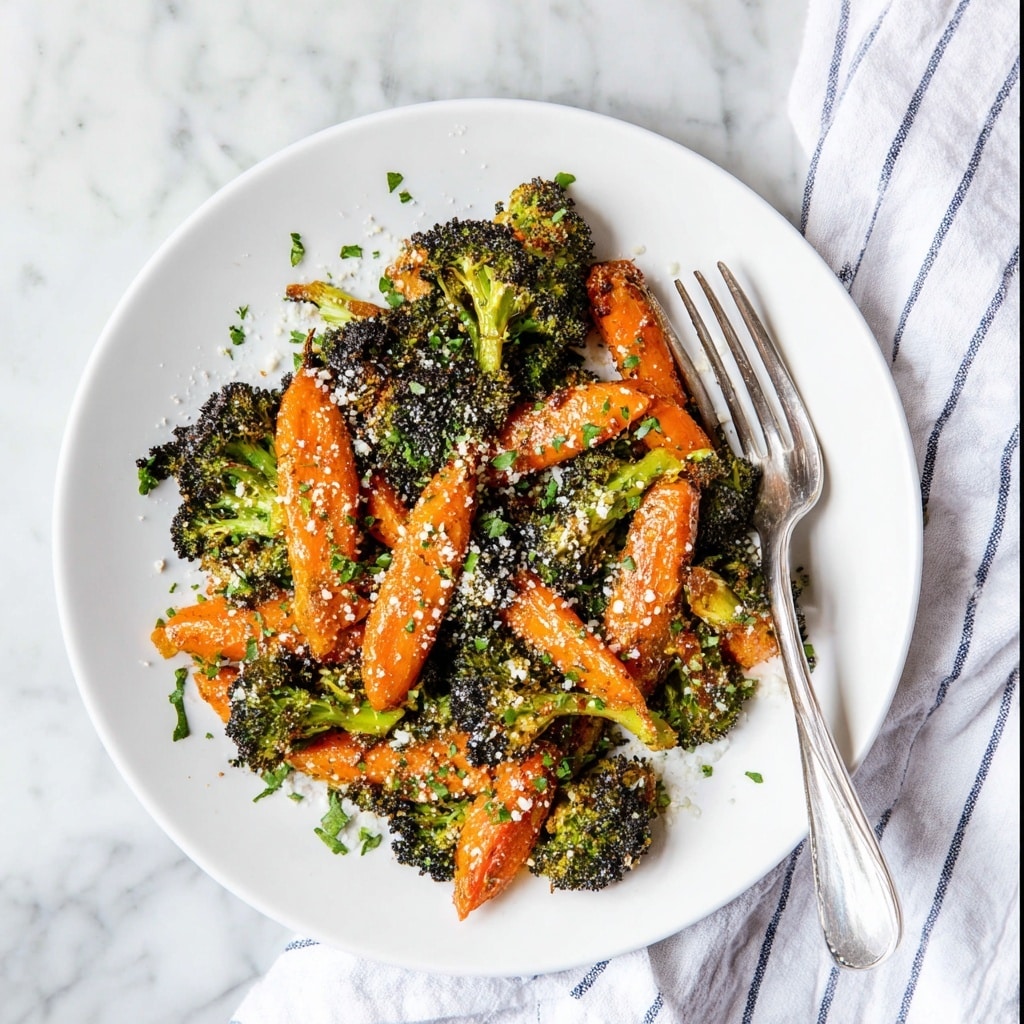Roasted Broccoli and Carrots with Italian Seasoning and Parmesan Recipe - Recipe Image