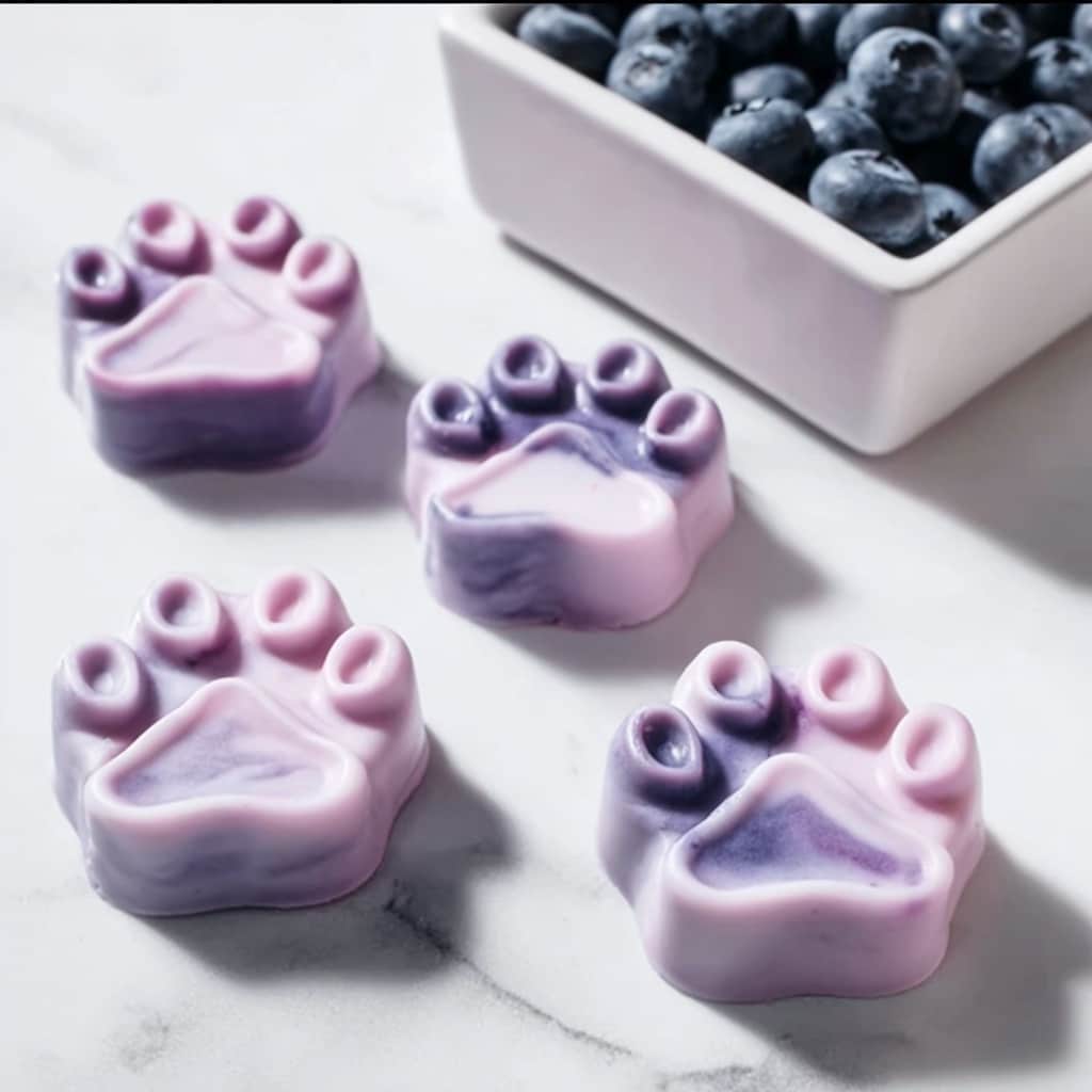 Blueberry Yogurt Swirl Dog Paw Treats Recipe - Recipe Image